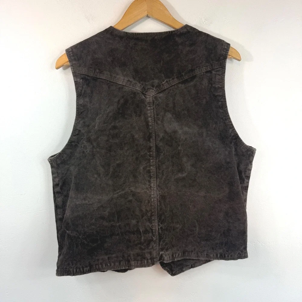 Cody James Leather Vest Brown Distressed Western Cowboy Boho Rugged Rodeo Mens L